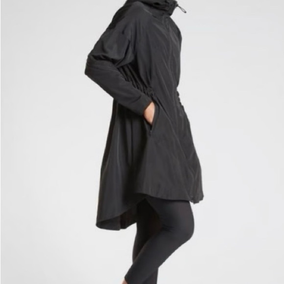 Athleta Black Hooded Solar Rain Wind Anorak - Picture 2 of 11